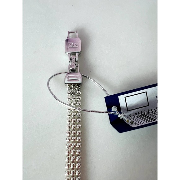 NWT Swarovski clim signed clear crystal 3 row mesh bracelet with tag - Picture 7 of 10